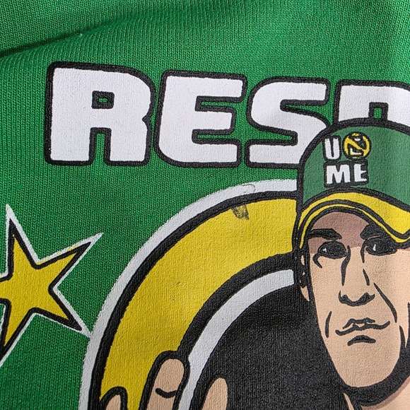 John Cena "Never Give Up" Respect WWE Youth Large Kids Hoodie Green Wrestling - Picture 4 of 6